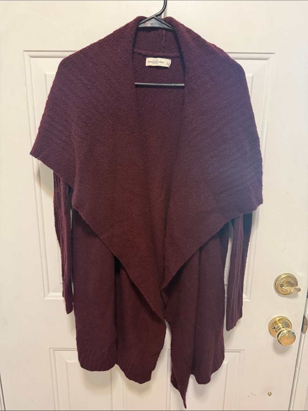 Abercrombie Burgundy Open Draped Knit Cardigan
